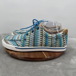 Twisted X Moccasin Shoes Womens Size 9 Multicolor Stripe Casual Teal WCA0027